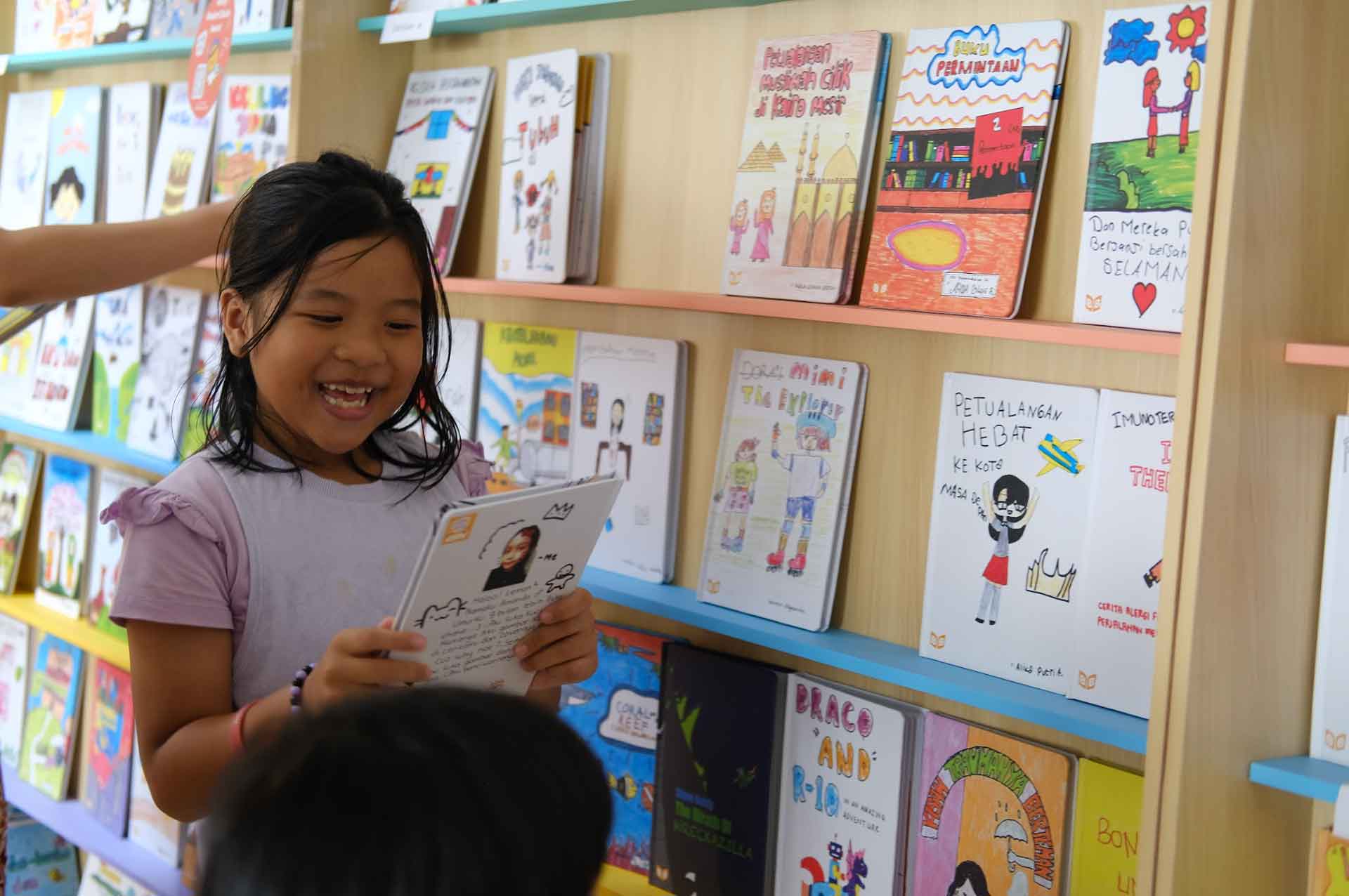 Child reading a book